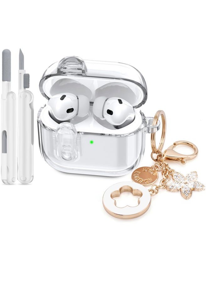 VISOOM (with Safety Lock) Clear Case for Cute Apple Airpods Pro 3 Cases 2025 Women, VISOOM Soft TPU Transparency Air pods Pro3 Gen Cases iPods Pro3 Earbuds Case Bling Keychain for Airpod iPod Pro 3rd Gen - Image 1