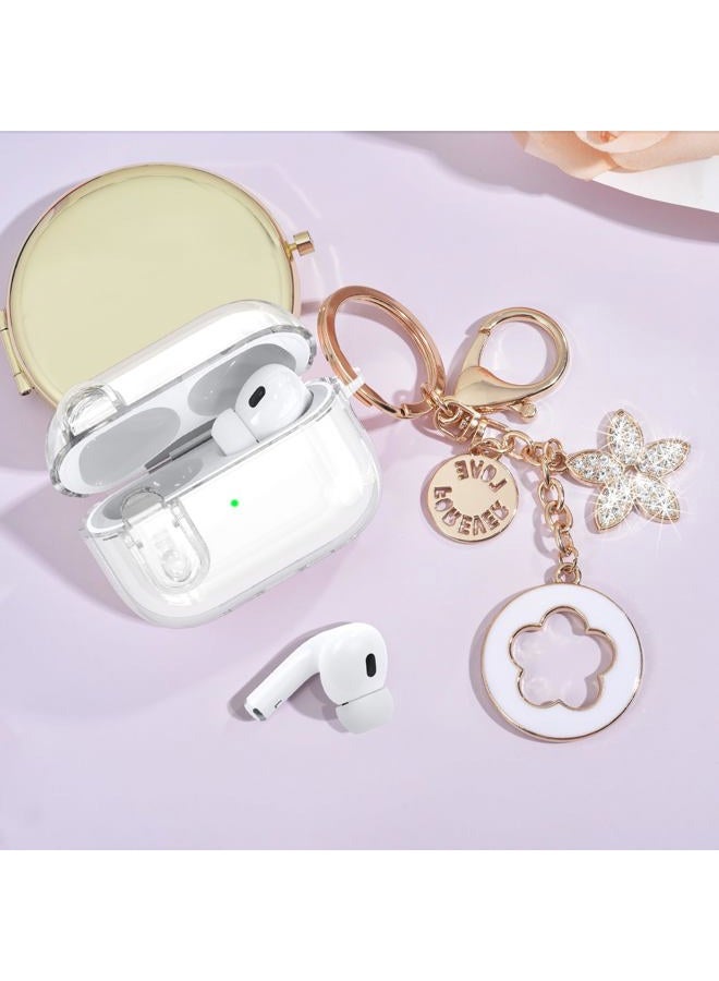 VISOOM (with Safety Lock) Clear Case for Cute Apple Airpods Pro 3 Cases 2025 Women, VISOOM Soft TPU Transparency Air pods Pro3 Gen Cases iPods Pro3 Earbuds Case Bling Keychain for Airpod iPod Pro 3rd Gen - Image 2