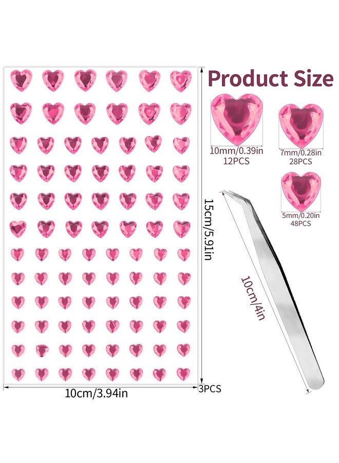 MANGOIT 264pcs Heart Gem Stickers Rhinestones for Crafts - Self Adhesive Jewels Stickers, Acrylic Gems DIY Craft Decorative Diamond Stickers, Small Stickers for Kids (264pcs-5/7/10mm-pink) - Image 2