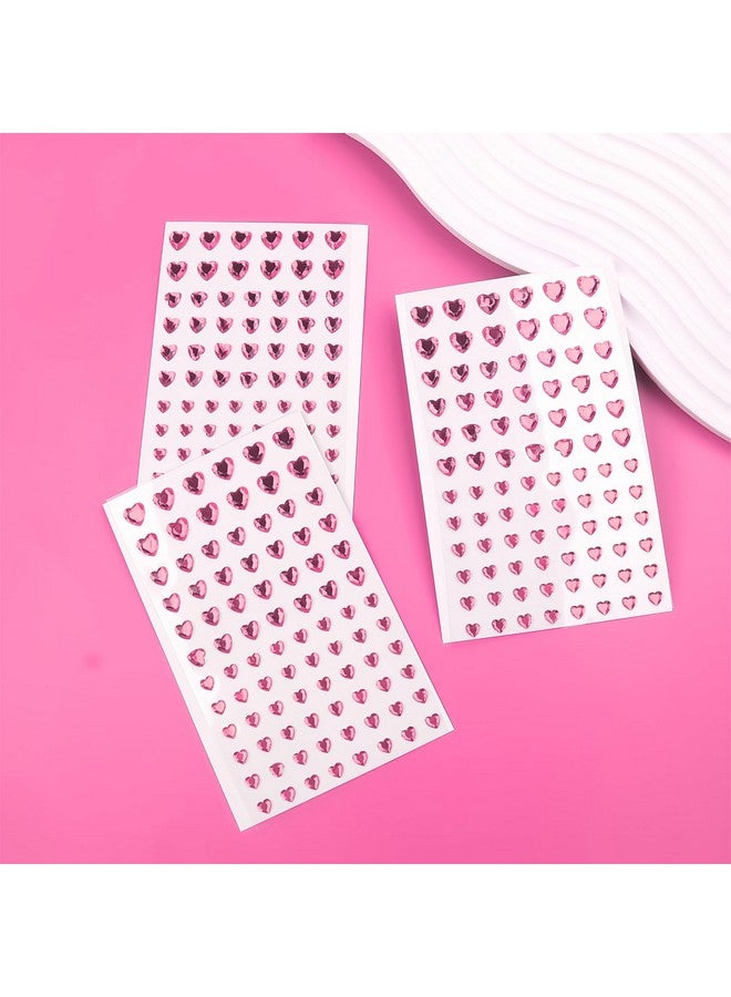 MANGOIT 264pcs Heart Gem Stickers Rhinestones for Crafts - Self Adhesive Jewels Stickers, Acrylic Gems DIY Craft Decorative Diamond Stickers, Small Stickers for Kids (264pcs-5/7/10mm-pink) - Image 3