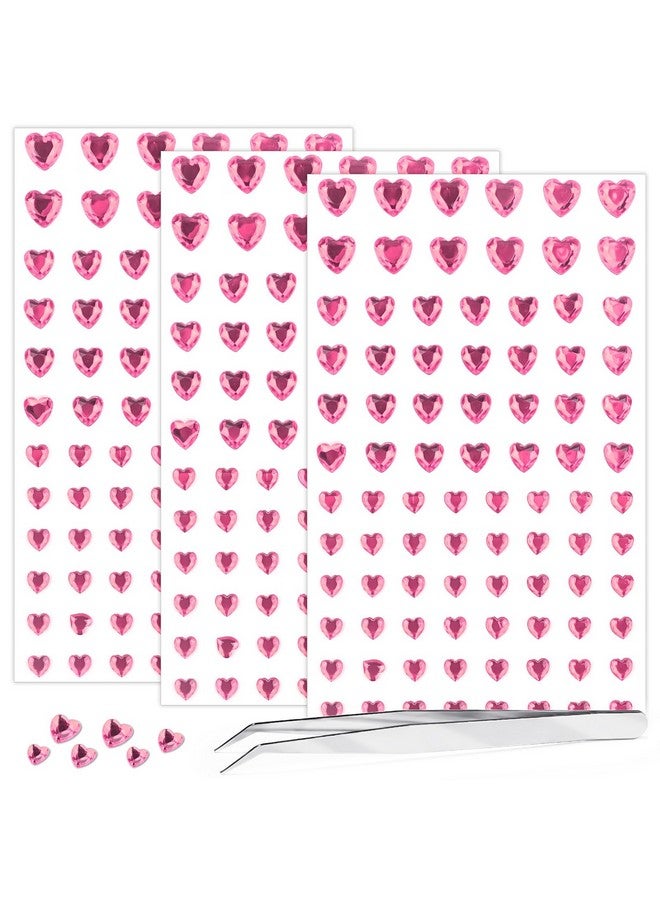 MANGOIT 264pcs Heart Gem Stickers Rhinestones for Crafts - Self Adhesive Jewels Stickers, Acrylic Gems DIY Craft Decorative Diamond Stickers, Small Stickers for Kids (264pcs-5/7/10mm-pink) - Image 1