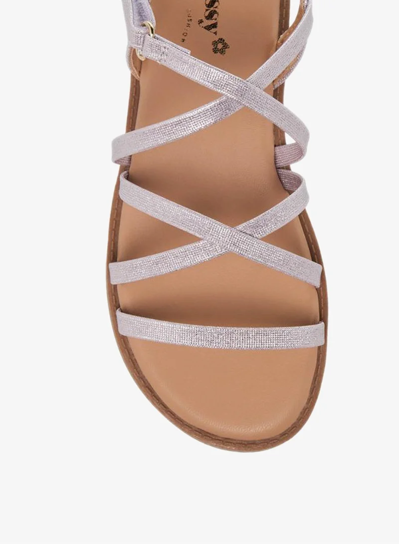Little Missy PURPLE Juniors Girls Cross Strap Hook and Loop Sandals for Women | Best Price UAE