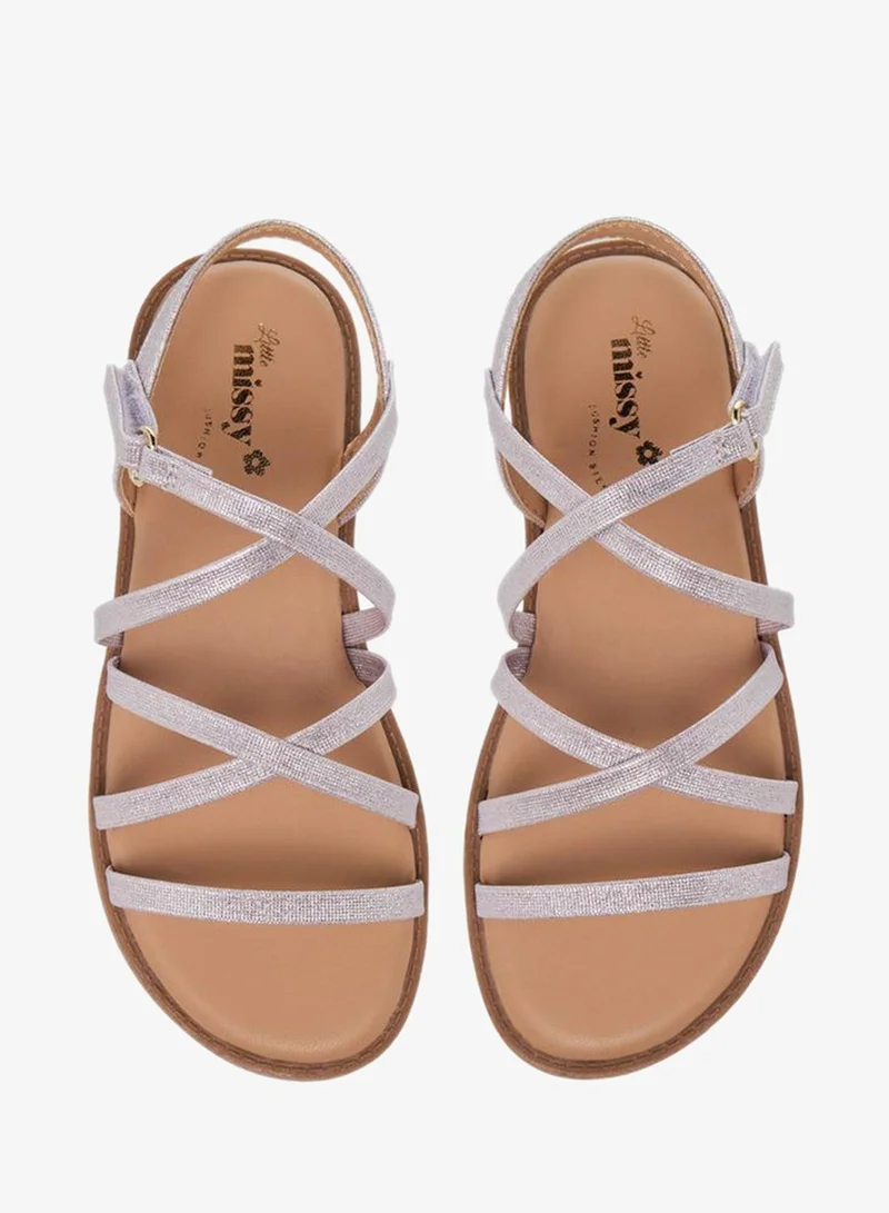 Little Missy PURPLE Juniors Girls Cross Strap Hook and Loop Sandals for Women | Best Price UAE