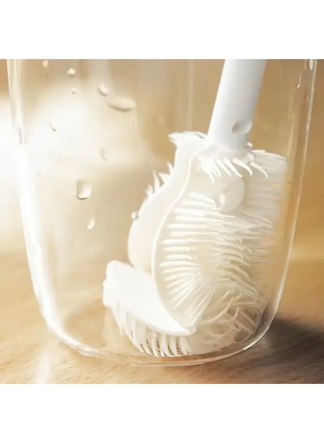 White Foldable Silicone Bottle Brush With Extendable Handle For Kitchen Cleaning - Image 4