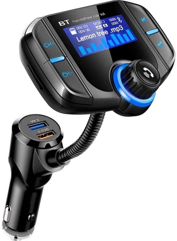 شاحن سيارة جهاز إرسال FM راديو السيارة عدة بلوتوث ثنائي USB QC3.0 لاسلكي مشغل MP3 مهايئ شاحن حر اليدين BT موالف FM المغير - Image 2