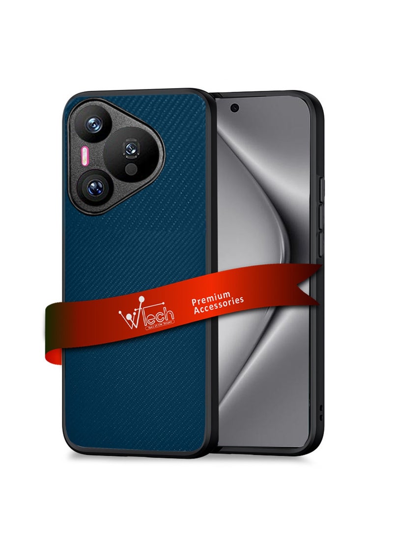 Wtech Silicone Hard Back Fabric Texture Side TPU Case Cover For Huawei Pura 70 Pro / Pura 70 Pro+ / Pura 70 Pro Plus 5G 2024 Navy Blue - Image 1