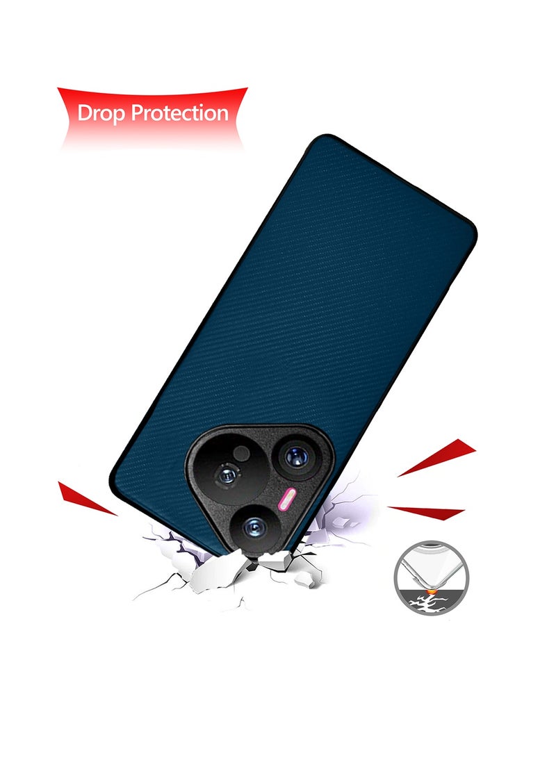 Wtech Silicone Hard Back Fabric Texture Side TPU Case Cover For Huawei Pura 70 Pro / Pura 70 Pro+ / Pura 70 Pro Plus 5G 2024 Navy Blue - Image 3