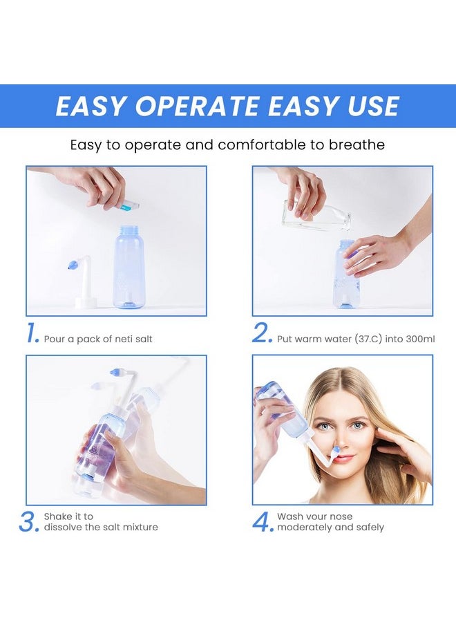 Hannea - HANNEA® Nasal Rinser Kit for Sinus & Allergy Relief, With 30 Packs Nasal Wash Saline(2.7g/per pack) 300ml Reusable Nasal Rinser Kettle, Relieve Nasal Discomfort, Suits for Daily Use, with 2 Rinse Tips - Image 1
