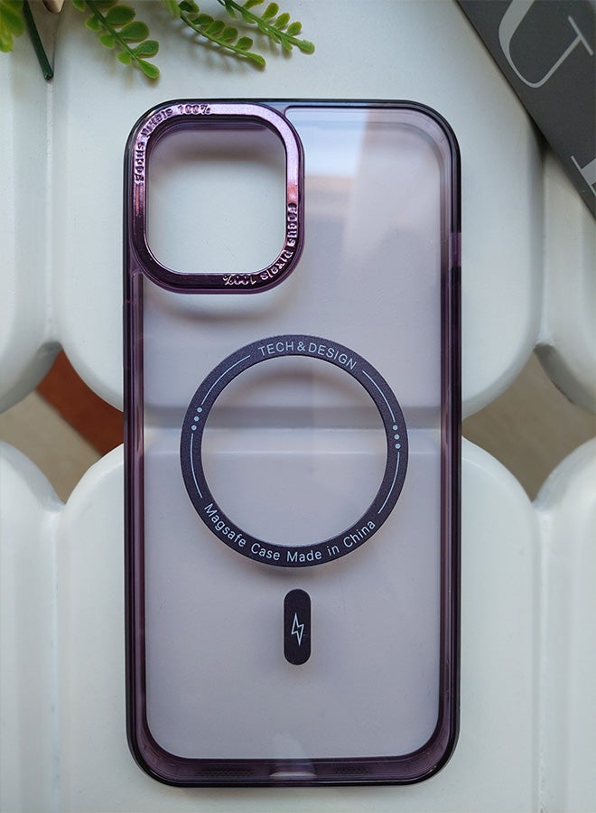 Premium Shockproof MagSafe Case for iPhone 14 with Metal Camera Frame – Stylish Transparent Magnetic Mobile Cover for Men, Women & Youth – Anti-Fingerprint, Camera Protection, Drop Resistant (Purple) - Image 2