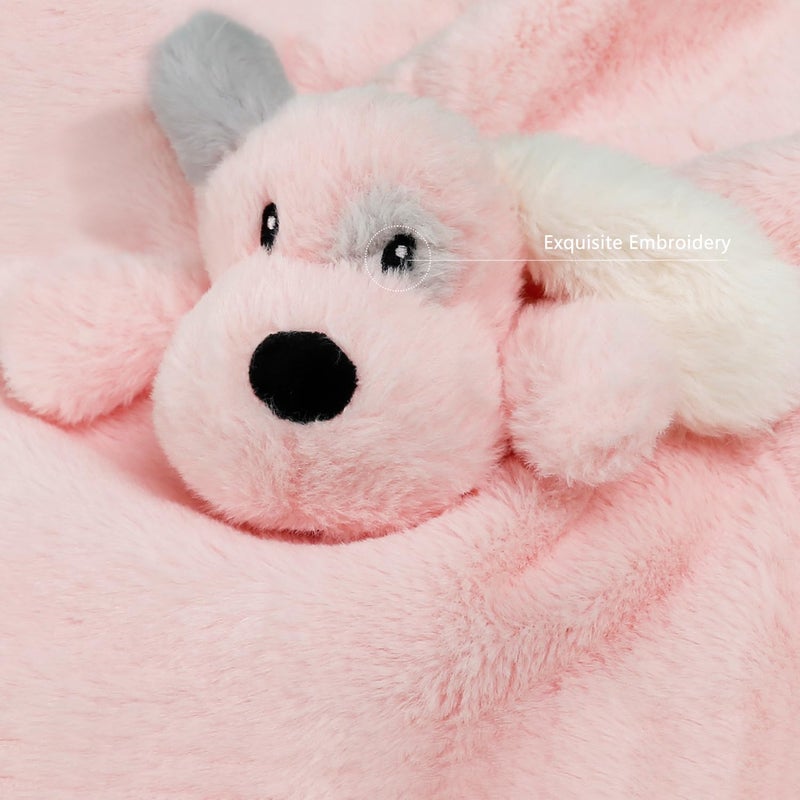 BEILIMU Puppy Baby Security Blanket for Toddler Infant Newborn Boys and Girls Soft Lovey Stuffed Animal with Plush Fabric and Satin Backing, Lovely Snuggle Toy, Pink 16 Inch - Image 2