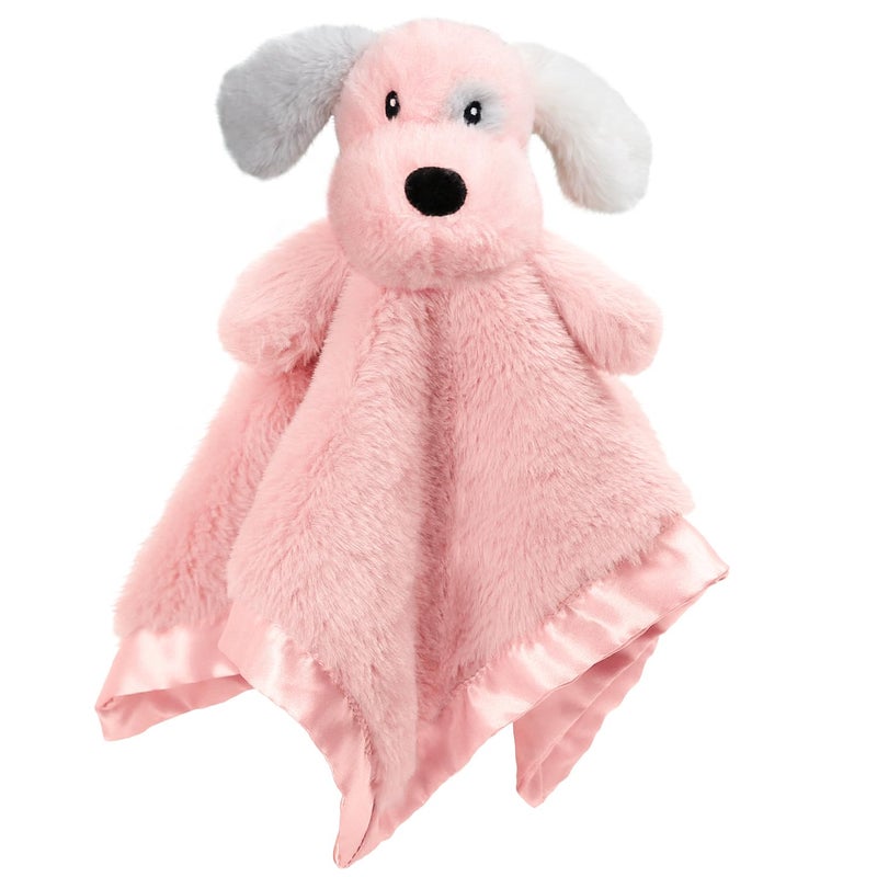 BEILIMU Puppy Baby Security Blanket for Toddler Infant Newborn Boys and Girls Soft Lovey Stuffed Animal with Plush Fabric and Satin Backing, Lovely Snuggle Toy, Pink 16 Inch - Image 1