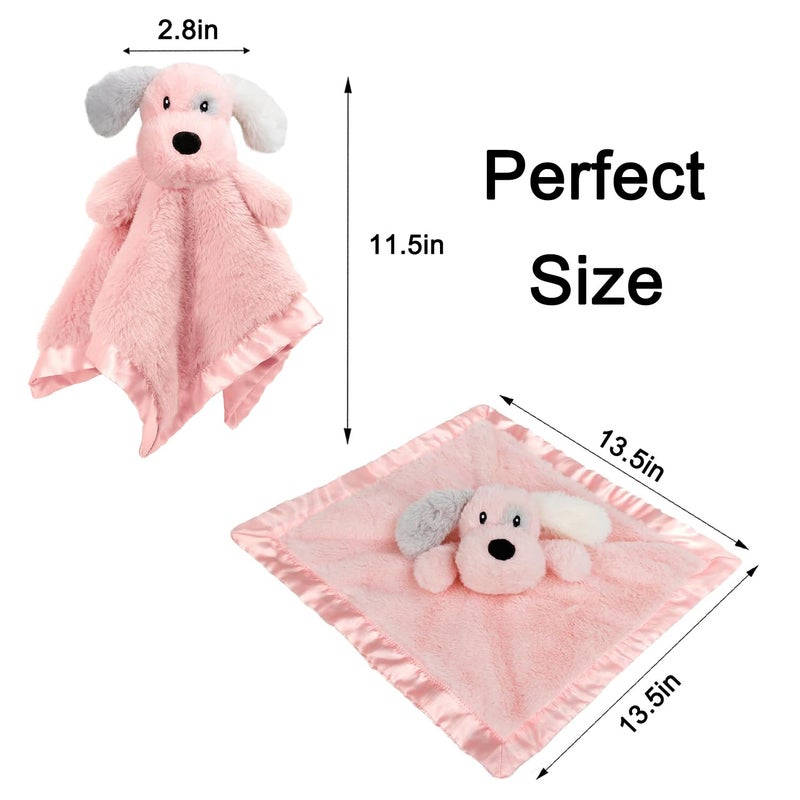 BEILIMU Puppy Baby Security Blanket for Toddler Infant Newborn Boys and Girls Soft Lovey Stuffed Animal with Plush Fabric and Satin Backing, Lovely Snuggle Toy, Pink 16 Inch - Image 4