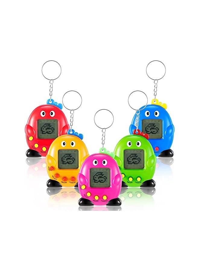 Excefore Virtual Electronic Digital Pet Keychain, 5 Pieces Game Digital Game Keychain Nostalgic Virtual Digital Pet Retro Handheld Electronic Game Machine with Keychain for Boys Girls - Image 1