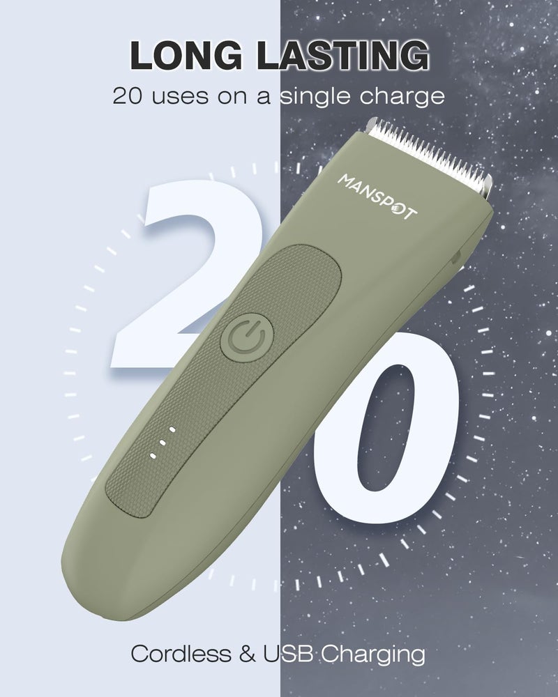 MANSPOT Manscape Pubic Hair Trimmer for Men and Women, Electric Ball Trimmer Pubic Trimmer Shaver,Hypoallergenic Ceramic Blade Heads,Waterproof Wet/Dry Groin Shaver,20 Times Usage,No Nick,No Burn - Image 5