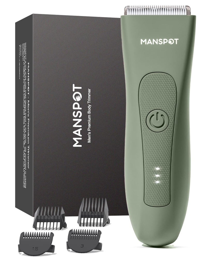 MANSPOT Manscape Pubic Hair Trimmer for Men and Women, Electric Ball Trimmer Pubic Trimmer Shaver,Hypoallergenic Ceramic Blade Heads,Waterproof Wet/Dry Groin Shaver,20 Times Usage,No Nick,No Burn - Image 1