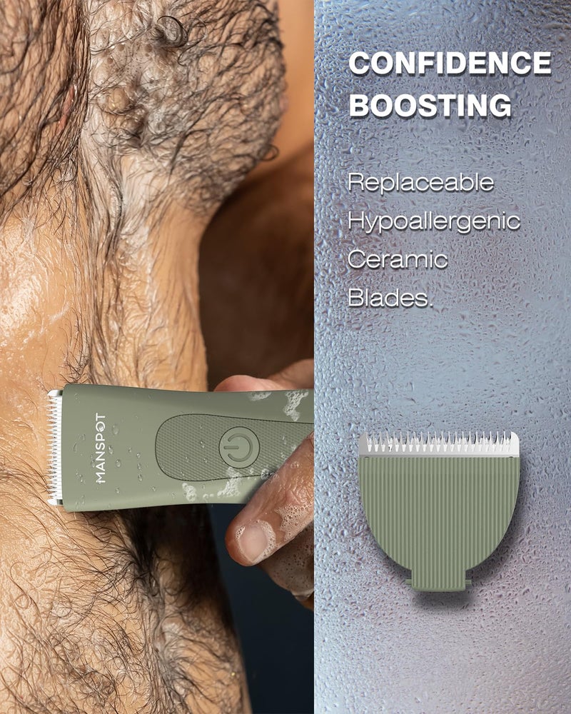 MANSPOT Manscape Pubic Hair Trimmer for Men and Women, Electric Ball Trimmer Pubic Trimmer Shaver,Hypoallergenic Ceramic Blade Heads,Waterproof Wet/Dry Groin Shaver,20 Times Usage,No Nick,No Burn - Image 4