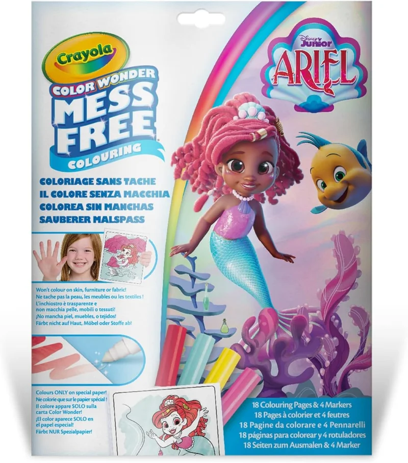 كرايولا CRAYOLA - Color Wonder, Colouring Set with 18 Coloring Pages and 4 Stain-free Felt Pens, Aryel Topic, Creative Activity for Children