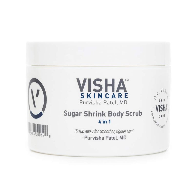 Visha Skincare Sugar Shrink Body Scrub Exfoliating Body Scrub Reduces the Appearance of Stretch Marks and Cellulite 10 oz