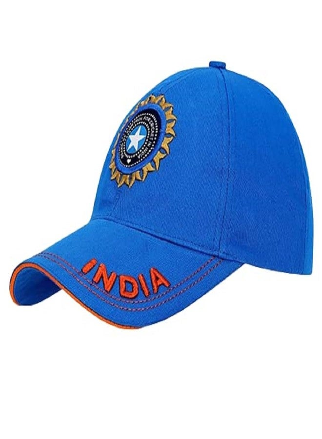 capiteum Solid Baseball Casual Sports Adjustable Cotton Indian Cricket Caps For Men/Women (Blue), Free Size - Image 1