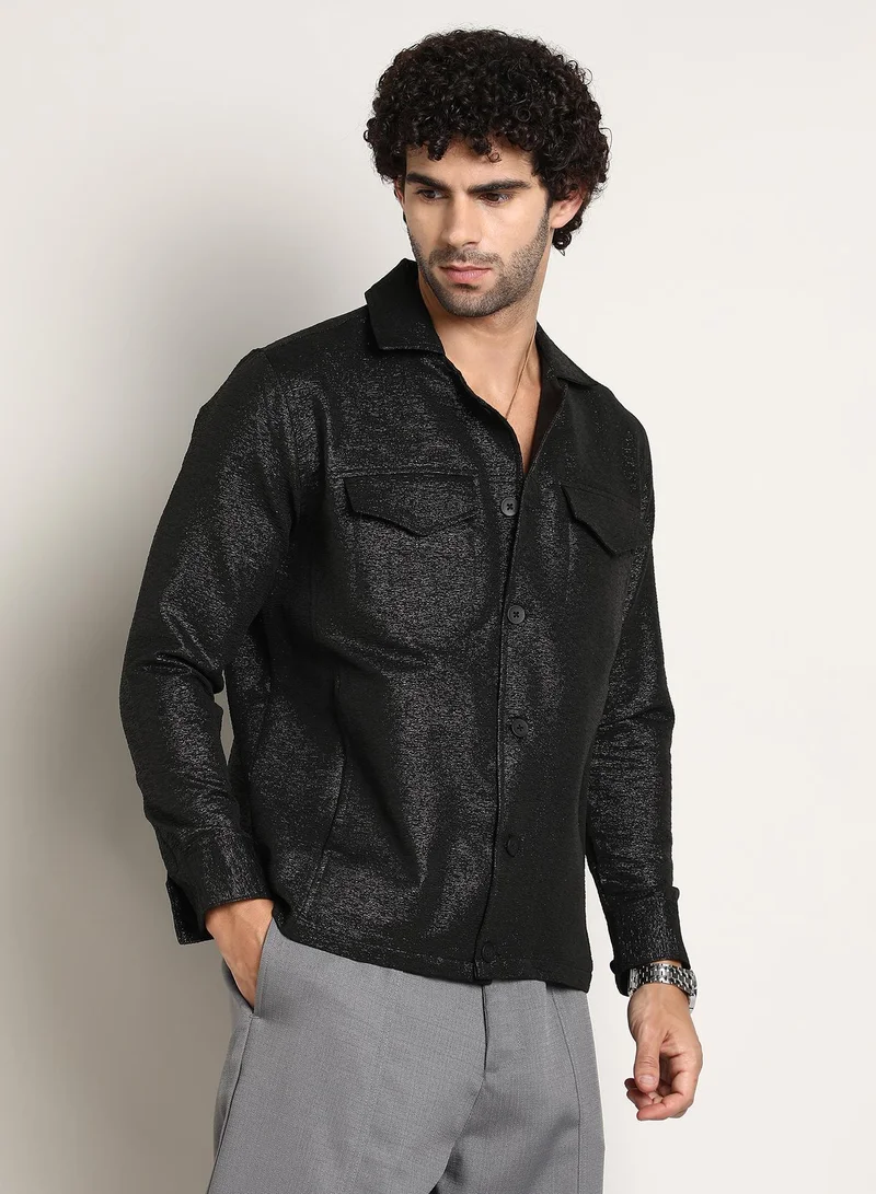 CAHOOT  Men's Onyx Black Metallic Utility Shacket for Men | Best Price UAE