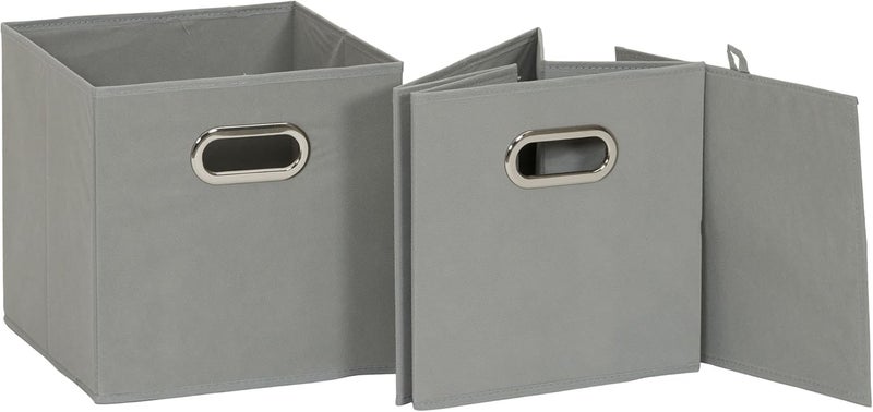 Household Essentials 84-1 Foldable Fabric Storage Bins | Set of 6 Cubby Cubes with Handles | Gray - Image 4