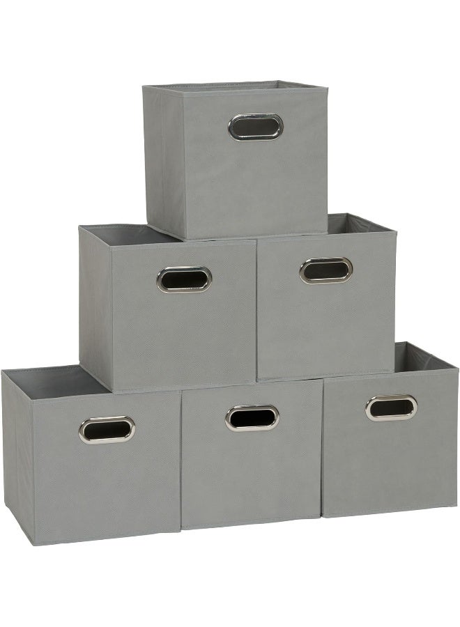 Household Essentials 84-1 Foldable Fabric Storage Bins | Set of 6 Cubby Cubes with Handles | Gray - Image 1