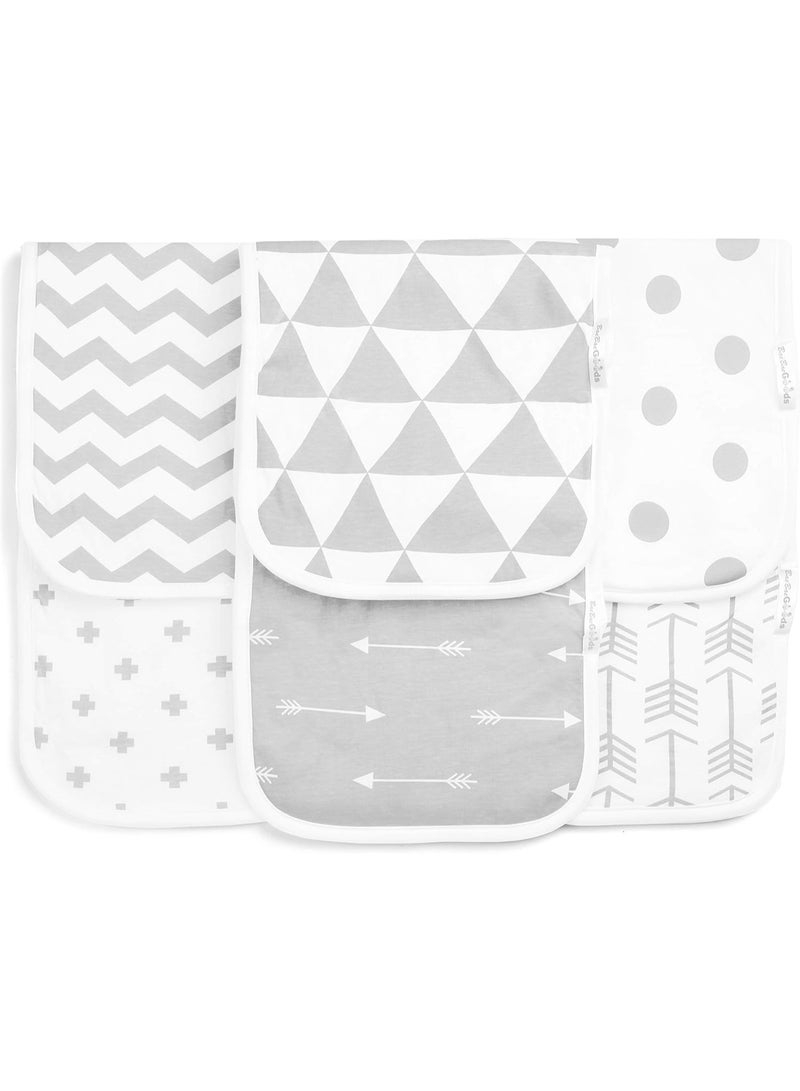 BaeBae Goods BaeBae Goods Burp Cloths for Baby Boy & Girl - Ultra Absorbent Burping Rags - Anti Shrink Unisex Burpy Clothes - Super Soft Jersey Cotton, Large 21"x10" - Thick for Newborn Cloth Diapers - 6 Pack Grey Triangles - Image 4
