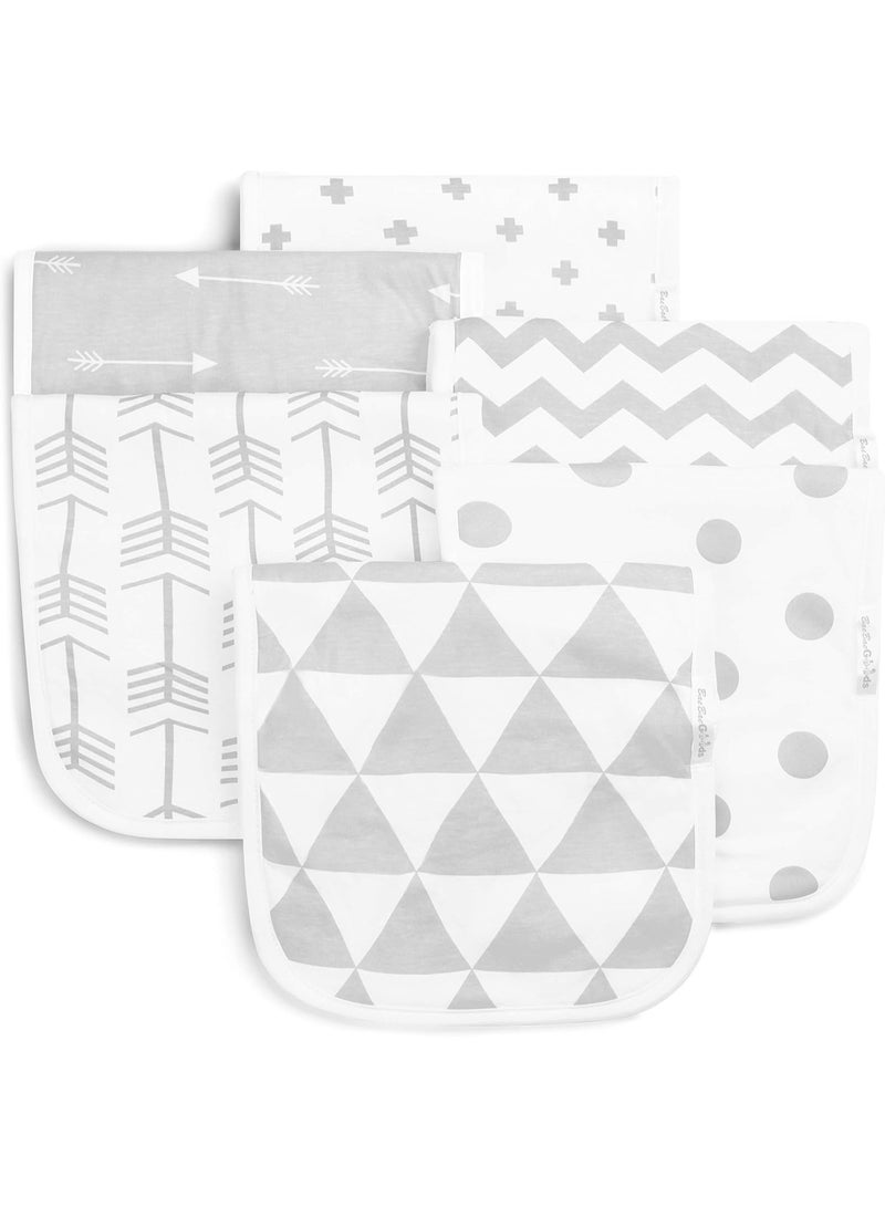 BaeBae Goods BaeBae Goods Burp Cloths for Baby Boy & Girl - Ultra Absorbent Burping Rags - Anti Shrink Unisex Burpy Clothes - Super Soft Jersey Cotton, Large 21"x10" - Thick for Newborn Cloth Diapers - 6 Pack Grey Triangles - Image 1