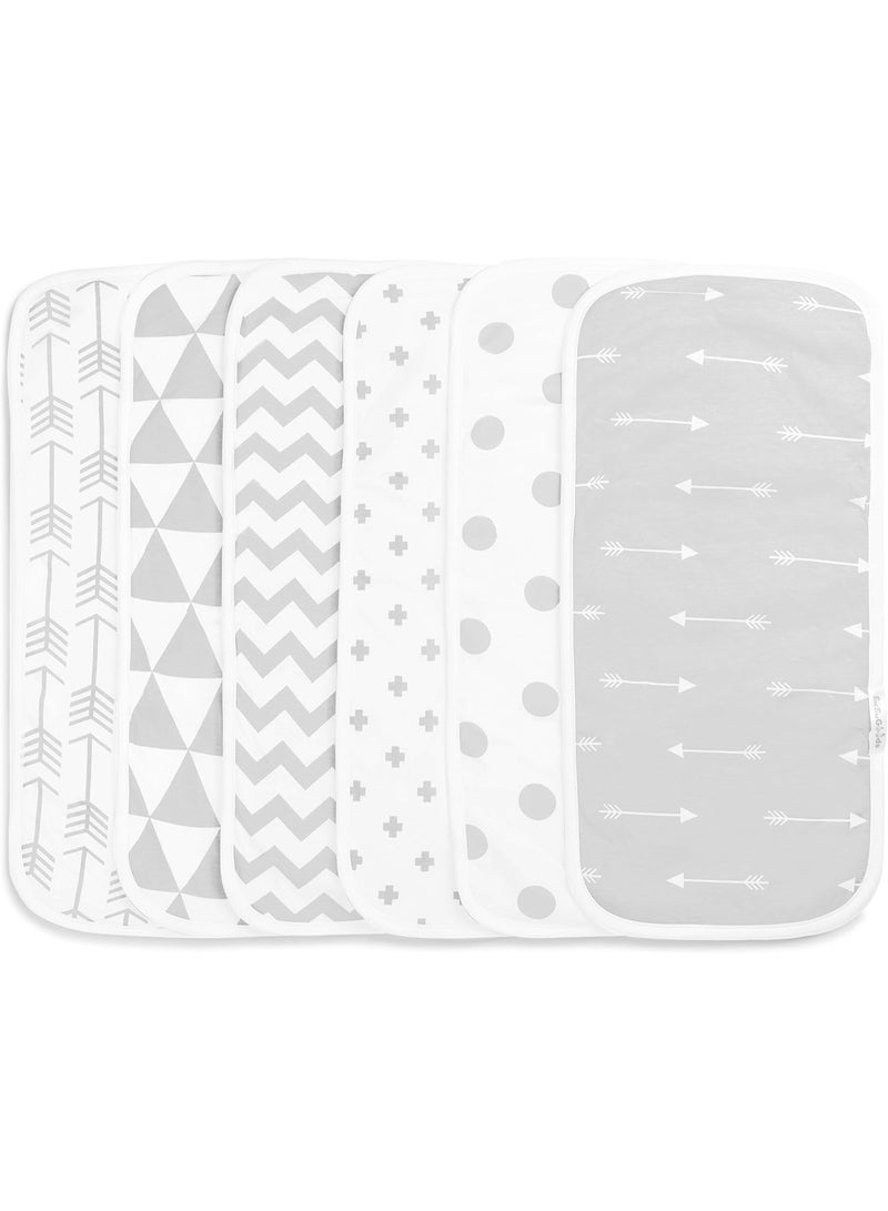 BaeBae Goods BaeBae Goods Burp Cloths for Baby Boy & Girl - Ultra Absorbent Burping Rags - Anti Shrink Unisex Burpy Clothes - Super Soft Jersey Cotton, Large 21"x10" - Thick for Newborn Cloth Diapers - 6 Pack Grey Triangles - Image 3