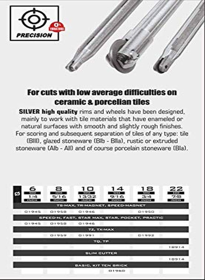 Rubi Tools 5 pcs Wheel Kit TS-MAX,TR-Magnet,Speed-Magnet Tile Cutter (1/4 inch 6mm,5/16 inch 8mm,13/32 inch 10mm,3/4 inch 18mm,7/8 inch 22mm),01969 - Image 5