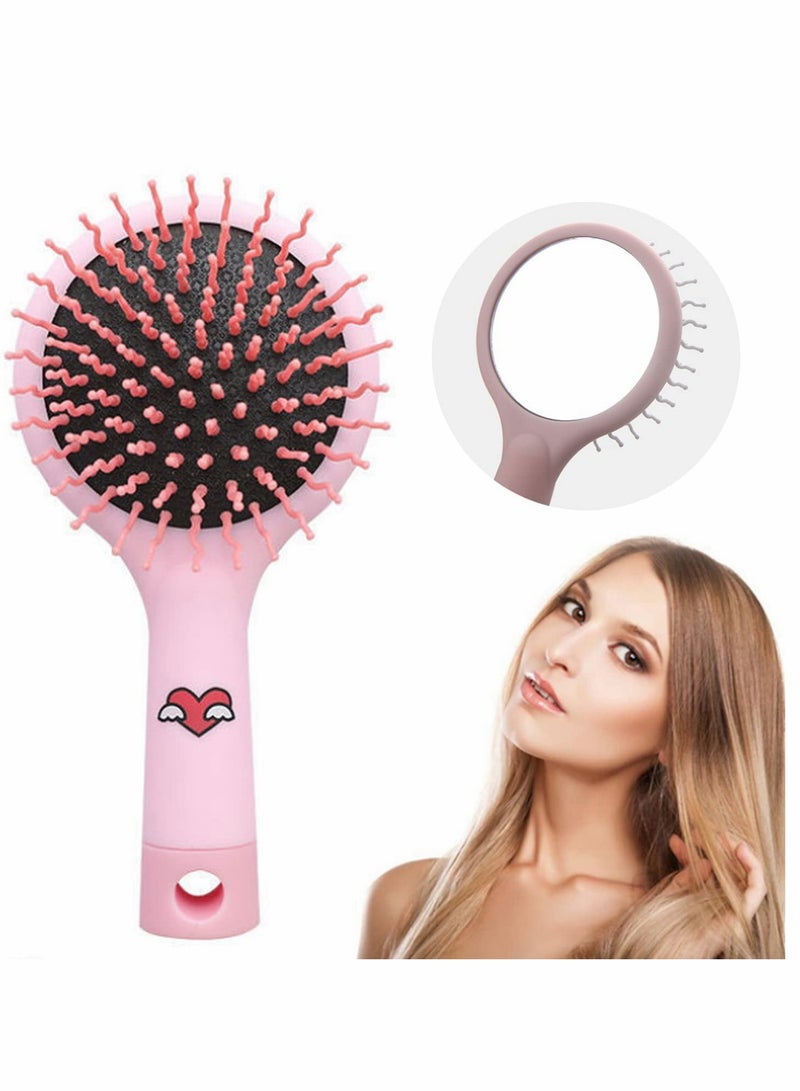 Excefore Hair Brush with Mirror, Anti-Static Hair Brush Cartoon Hair Detangler - Image 1