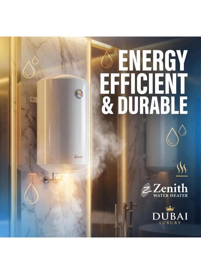 Zenith 80L Horizontal Electric Water Heater UAE- Best Reliable Water Heater - Image 2