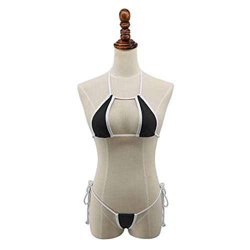 SHERRYLO Hot Micro Bikini Mini G-String Thong Bathing Suits Women Swimwear Black White - Image 3