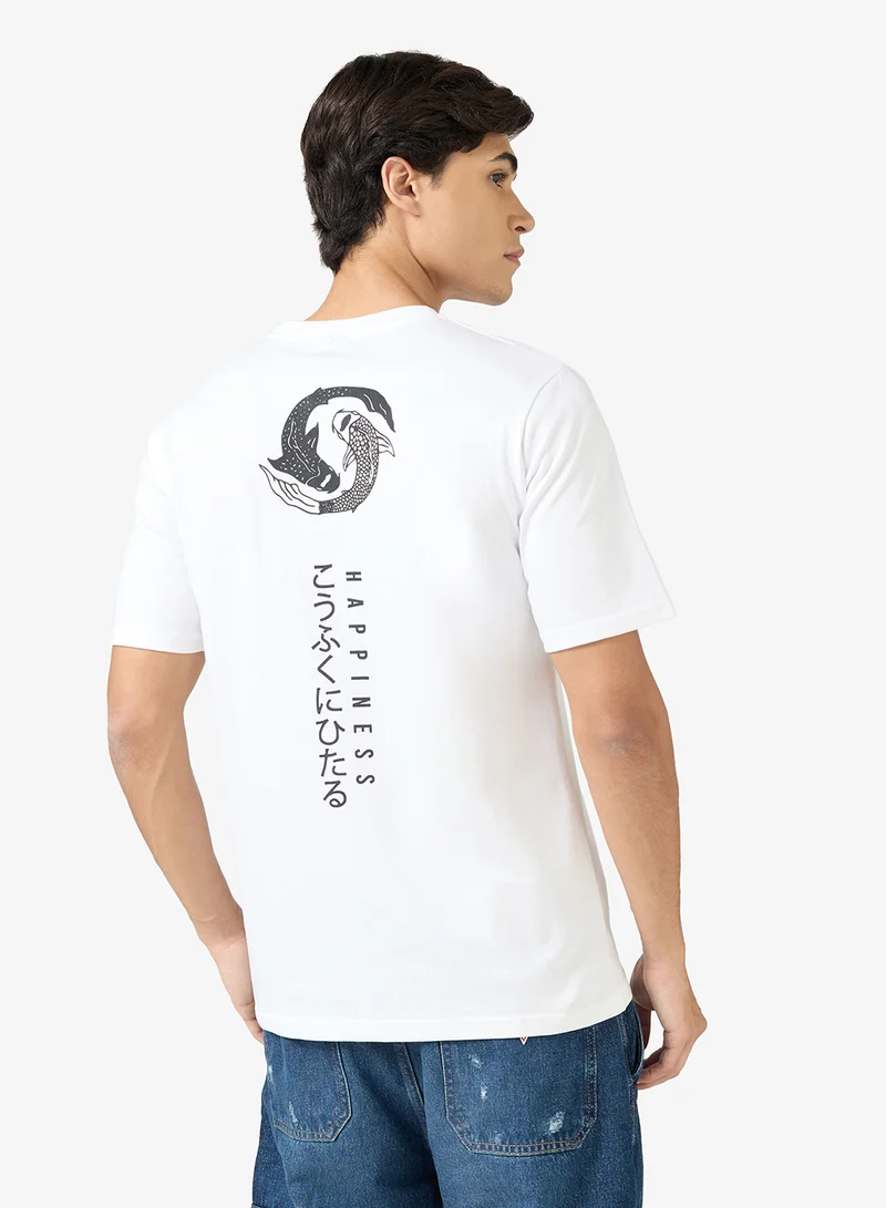 سفنتي فايف تيشيرت بطبعة جرافيك بقصة عادية