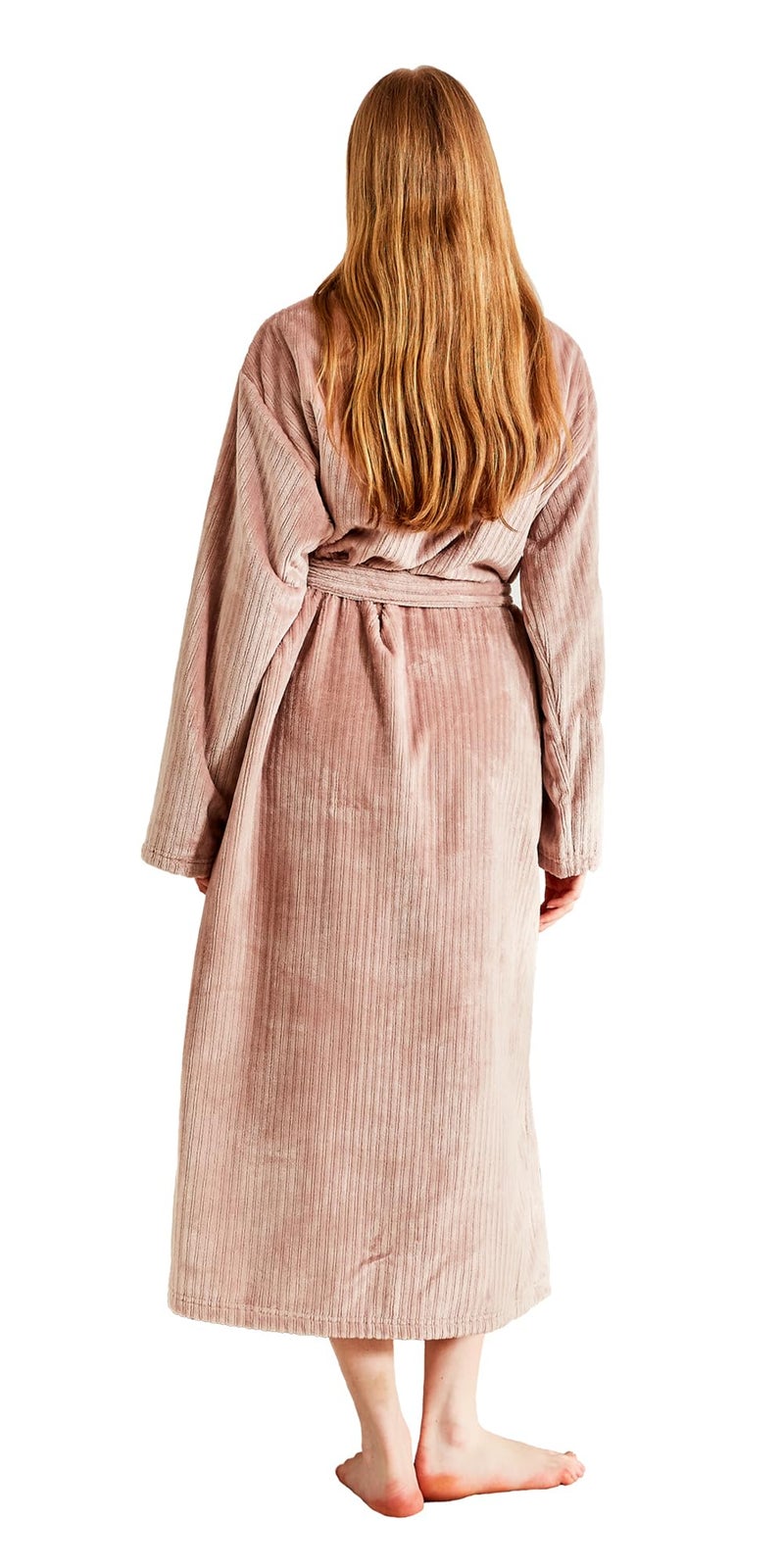 Serenhom Womenâ€™s Plush Soft Fleece Robe â€“ Fluffy Warm Jacquard Bathrobe, Cozy Loungewear for Spa, Sleep, and Relaxation, Taupe, Large - Image 4