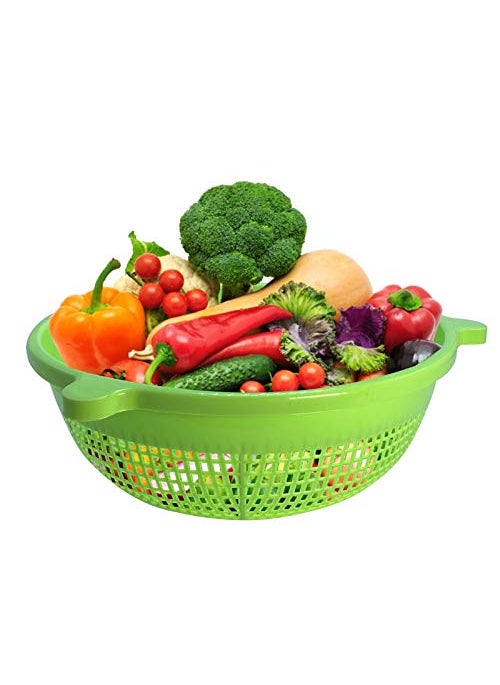 Wonder Wonder Homeware Kalpna Basket/Washing Bowl for Fruits, Vegetables, Pasta, Poha,Fruit Basket, Pasta Strainer, with Handle,Vegetable Strainer, Kitchen Sieve, Washing Bowl, 2 pc (Red Pink)  - Image 2