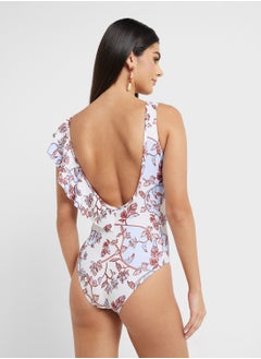 ELLA One Shoulder Ruffled Printed Swimsuit  - Image 2