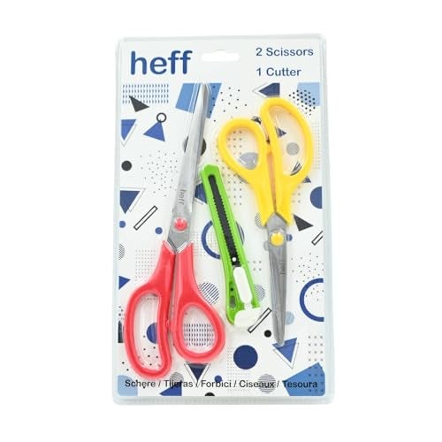Heff Scissors & Cutter Set of 2 Multipurpose Scissor and 1 Cutter for Office, Home and Students - Image 2