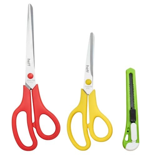 Heff Scissors & Cutter Set of 2 Multipurpose Scissor and 1 Cutter for Office, Home and Students - Image 1