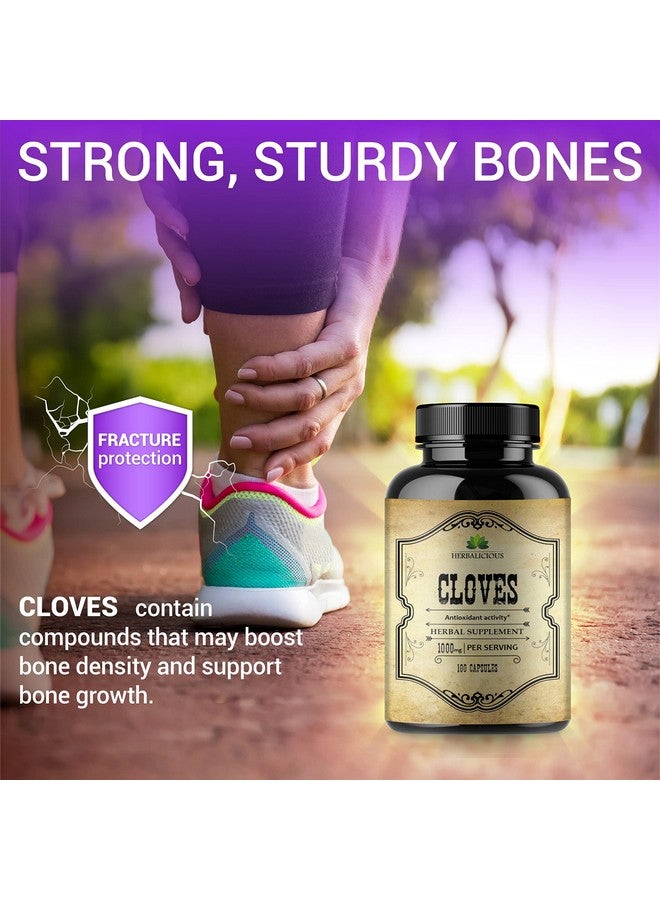 HERBALICIOUS كبسولات القرنفل مكمل غذائي طبيعي غني بالفيتامينات والمعادن والمنغنيز والألياف قد يساعد في تقوية العظام وتعزيز وظيفة الجهاز الهضمي ودعم مضادات الأكسدة 100 كبسولة - Image 5