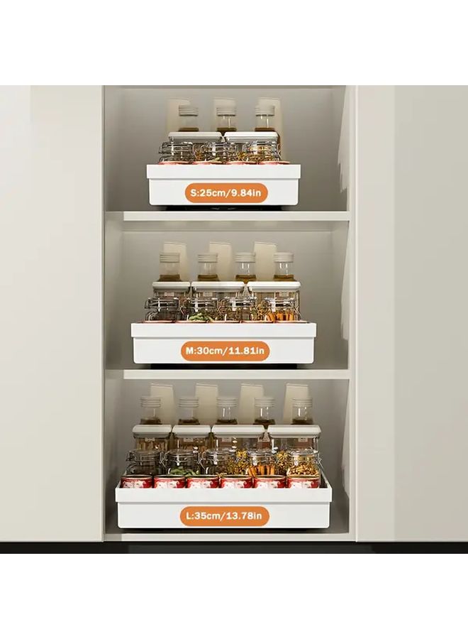 No Drill Heavy Duty Pull Out Storage Tray Small White Slide Out Shelf With Multi Tiered Compartments For Kitchen Bathroom Under Sink Closet Pantry Cabinet Organizer Space Saving Design Durable Plastic Construction Easy Installation With Adhesive Or Screw Mounting - Image 4