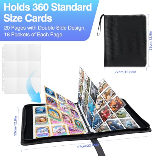 Zofly 360 Pockets Binder Card Sleeves Double-Sided 9 Pocket Trading Card Pages for 3 Ring Binder, Clear Plastic Pages Sleeves for Sport Cards, Business Cards, Game Cards, Photos (20 Pack) - Image 3