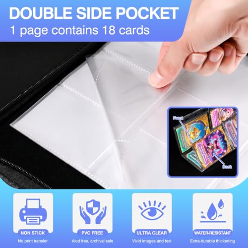 Zofly 360 Pockets Binder Card Sleeves Double-Sided 9 Pocket Trading Card Pages for 3 Ring Binder, Clear Plastic Pages Sleeves for Sport Cards, Business Cards, Game Cards, Photos (20 Pack) - Image 5