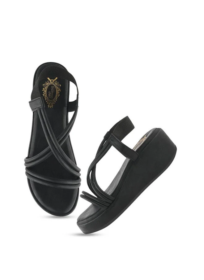 Shoetopia Shoetopia Women’s & Girls  Wedges sandal – Solid Criss-Cross Strap Design – Stylish, Comfortable, Durable Heels – Perfect for Casual, Party