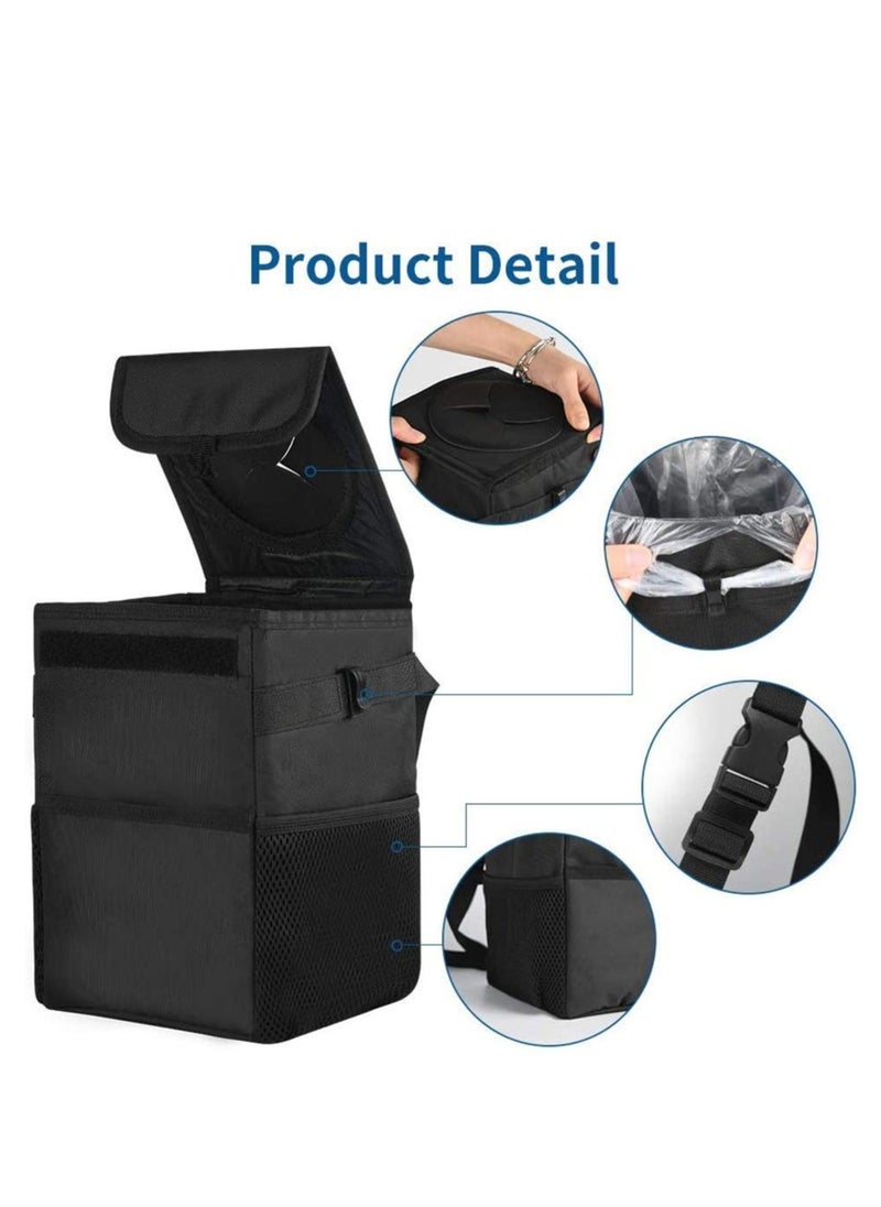 SYOSI - Car Trash Can,Foldable Car Bin,Anti-smell ru bbish Bin with Lid and Side  Pockets, Car Accessory Organizer, Leak-Proof Inside Lining as Drink Cooler BagBlack … - Image 1