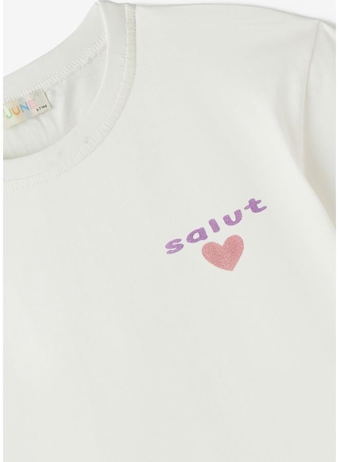 جون تيشيرتات بناتي شهر يونيو قطعتين روز - أوف وايت - Image 3