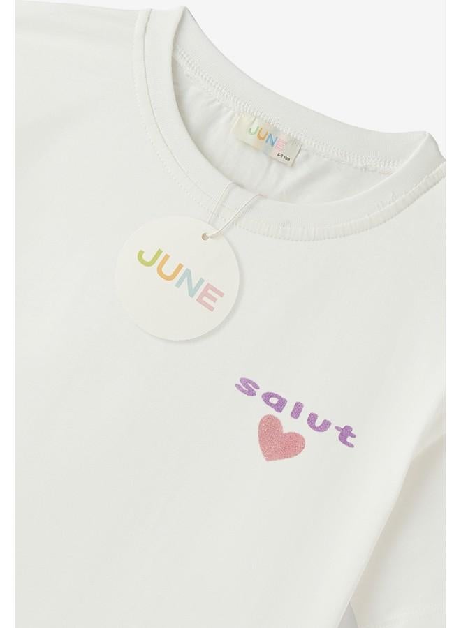 جون تيشيرتات بناتي شهر يونيو قطعتين روز - أوف وايت - Image 4