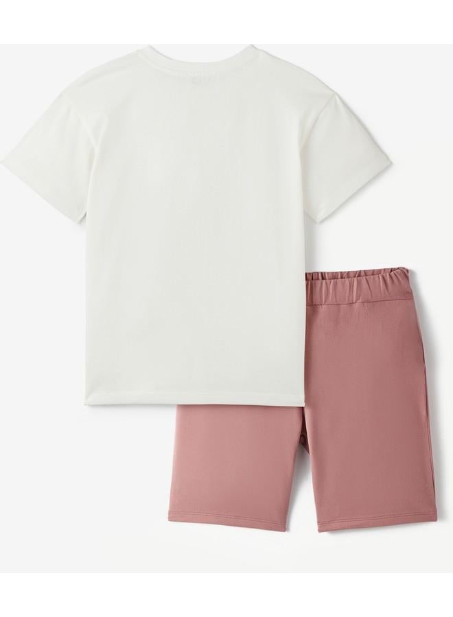 جون تيشيرتات بناتي شهر يونيو قطعتين روز - أوف وايت - Image 2