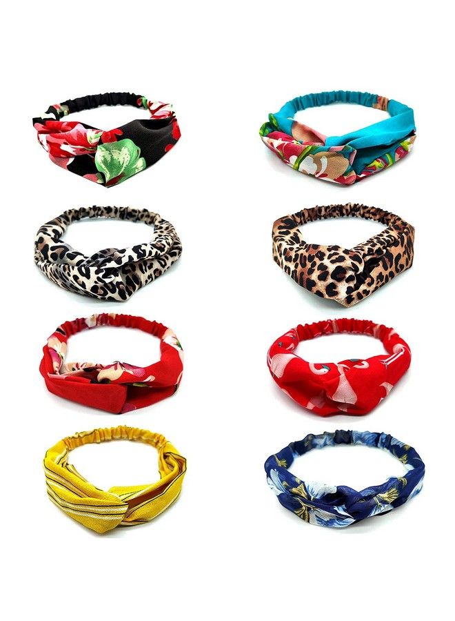 Belicia 6 Pack Womens Headbands For Work Non Slip Boho Headbands Vintage Flower Printed Criss Cross Elastic Head Wrap Twisted Cute Hair Accessories - Image 1