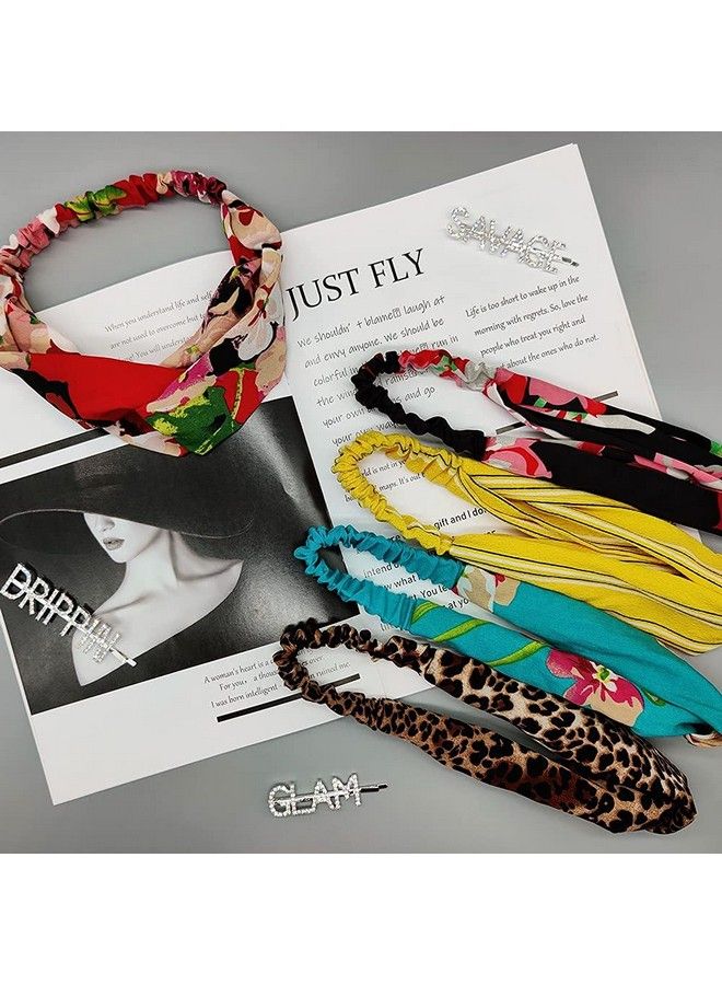 Belicia 6 Pack Womens Headbands For Work Non Slip Boho Headbands Vintage Flower Printed Criss Cross Elastic Head Wrap Twisted Cute Hair Accessories - Image 3